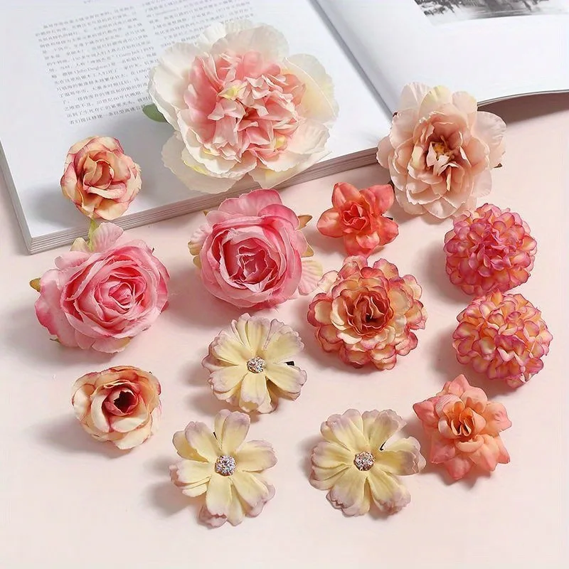 Gemischte Rose künstliche Blumen Seide gefälschte Blumen Köpfe für zu Hause Raum dekor Hochzeits dekoration DIY Handwerk Girlande Geschenke Zubehör – Detail 9