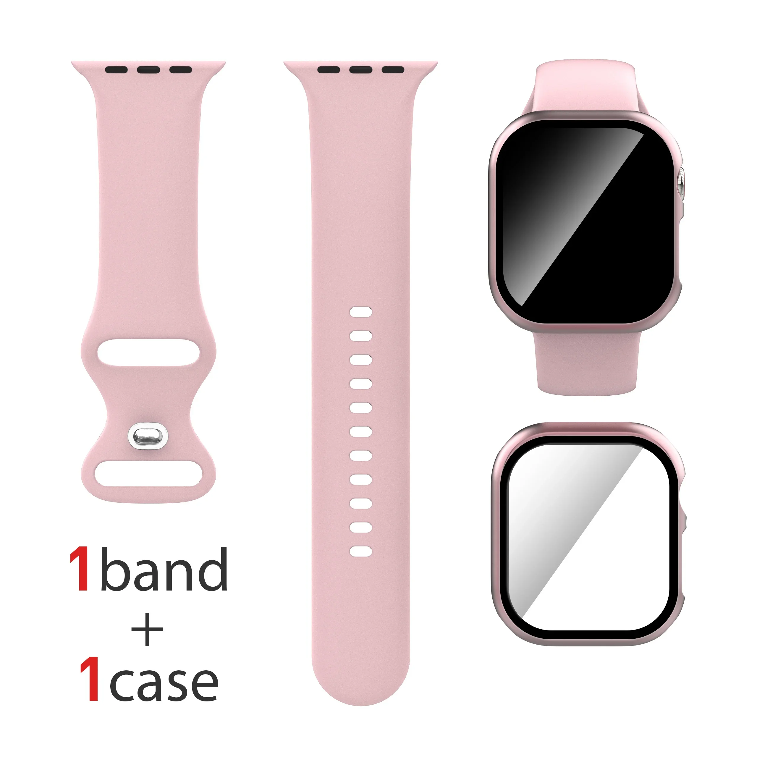 Dual Silicone Strap & Case Set for Apple Watch - Full Coverage Protection in 16 Colors