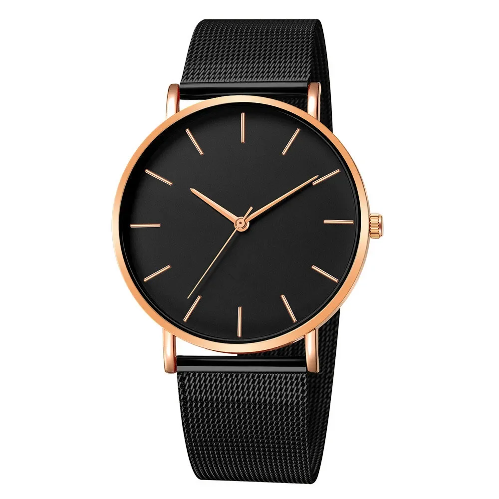 Relógio simples vintage em malha para homens e mulheres, relógios de pulso de luxo, ultrafino, moda lazer, homem 2022