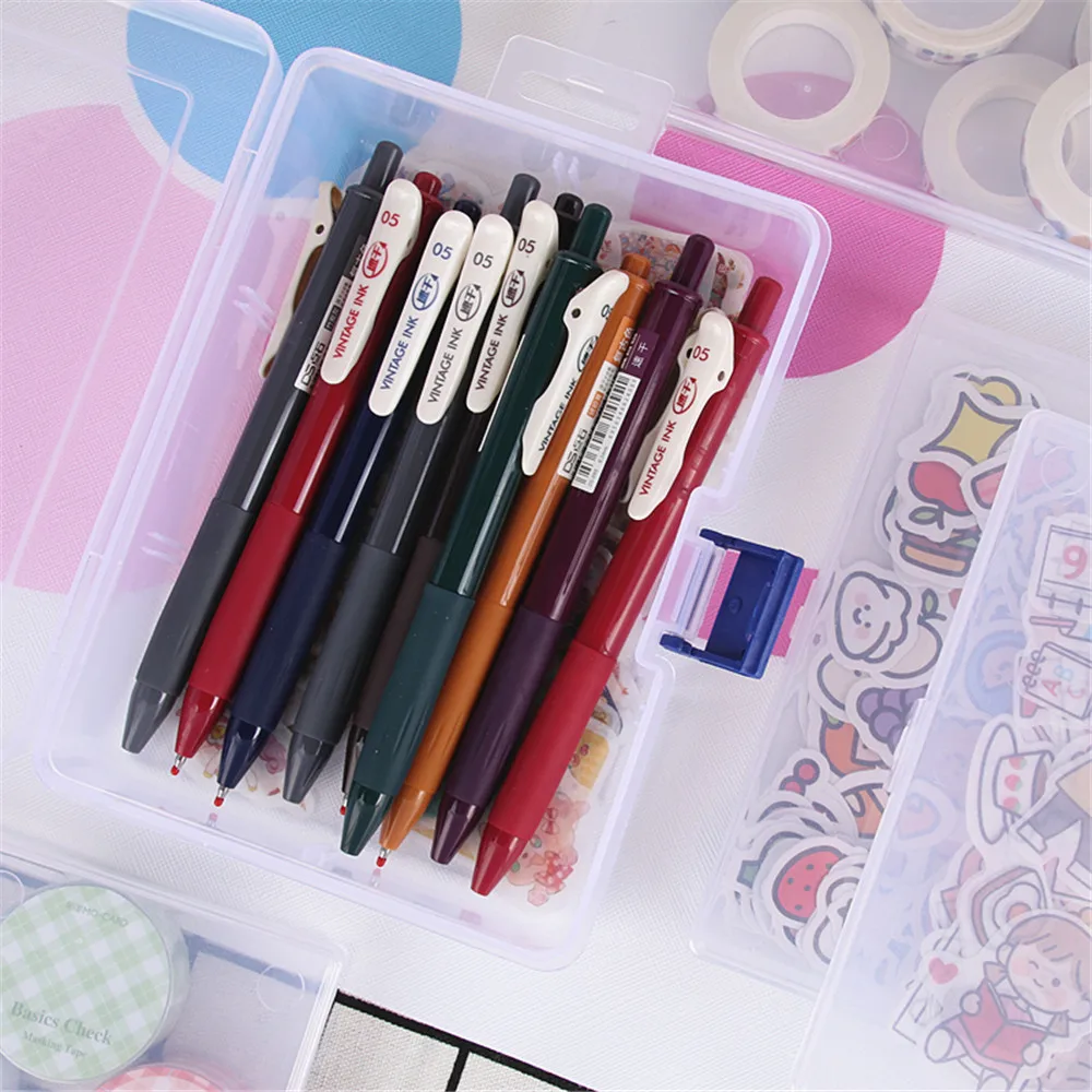 1/2pcs Desktop Stationery Organizer Pencil Box Washi Tape Stickers Storage Case Table Desk Organizer Box School Office Supplies