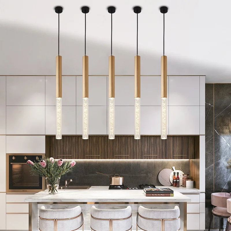 

Long Pipeline Chandelier Modern LED Ceiling Lamp Hanging Kitchen Island Dining Cylindrical Downlight Store Indoor Spotlight