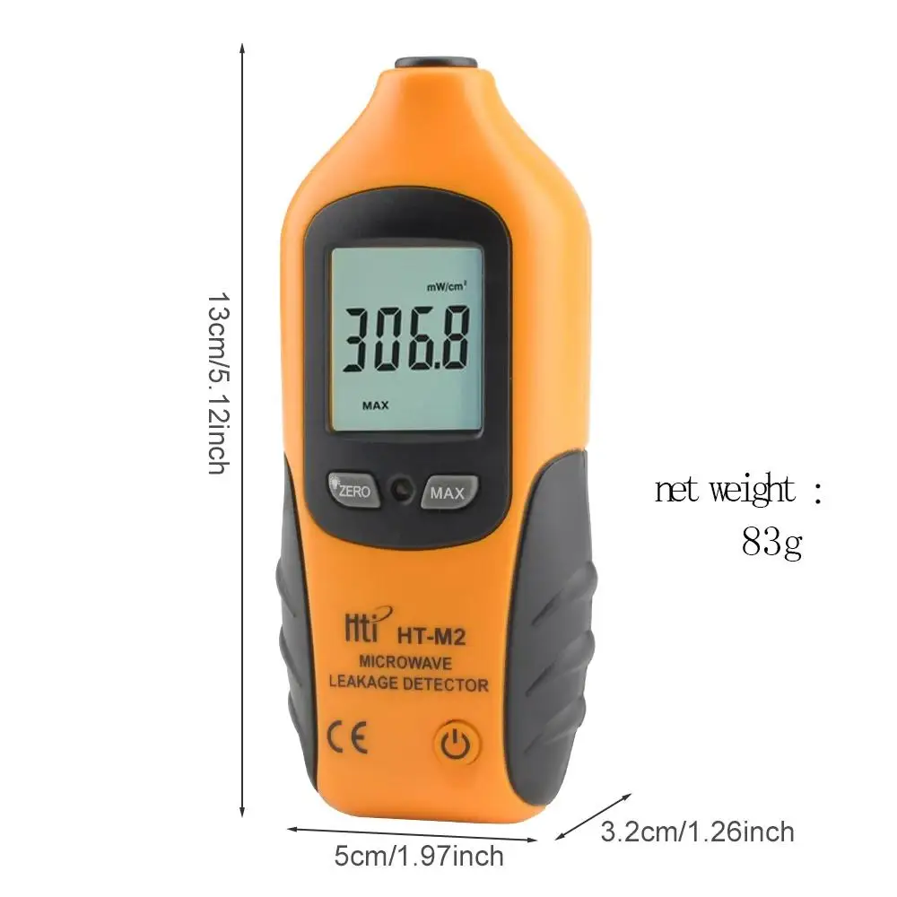 HTI HT-M2 Microwave Leakage Detector Portable Digital LCD Display Backlight High Accuracy Radiation Tester Meter 0-9.99mW/cm2 6