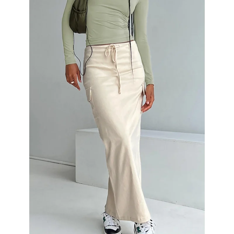 

Street Fashion Beige Suit Skirt Women's Clothing 2024 Spring Cotton Slimming Slim Straight Skirt Long Skirt Fengsb