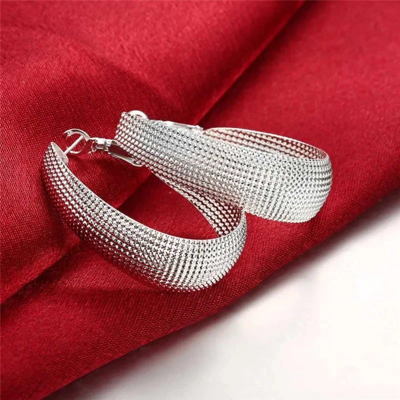 New 925 Sterling Silver Hoop Earrings For Women Wedding Gift Fine Europe Jewelry Christmas Gift Engagement Party - Image 2