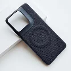 Premium Nylon Kona Leather Magnetic Phone Case Cover - Moto X70 Air Pro (Black)