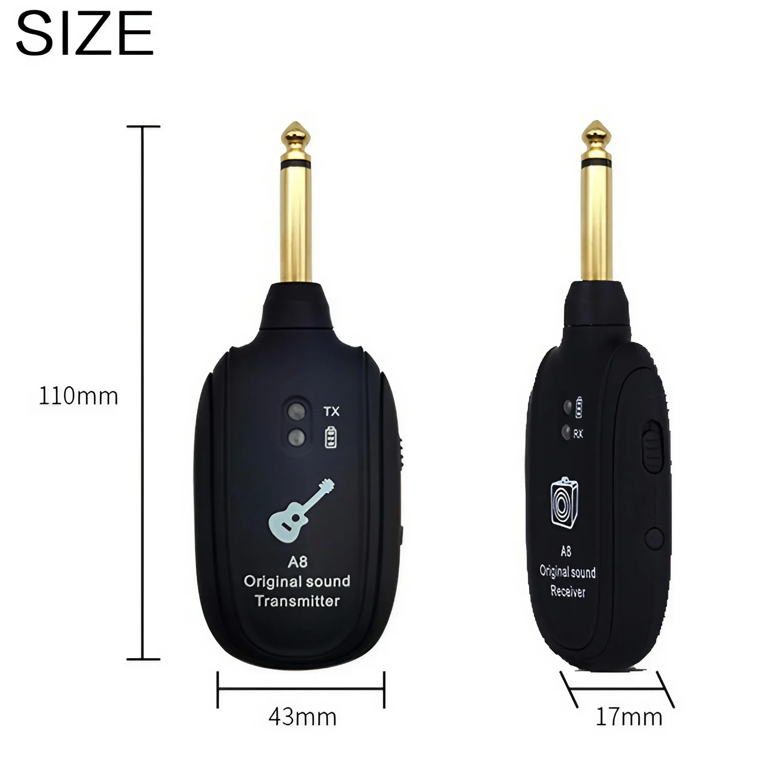 Wireless Guitar System Musical Instrument Accessories UHF Guitar Wireless System Transmitter Receiver Built-in Rechargeable Wireless Guitar Transmitter