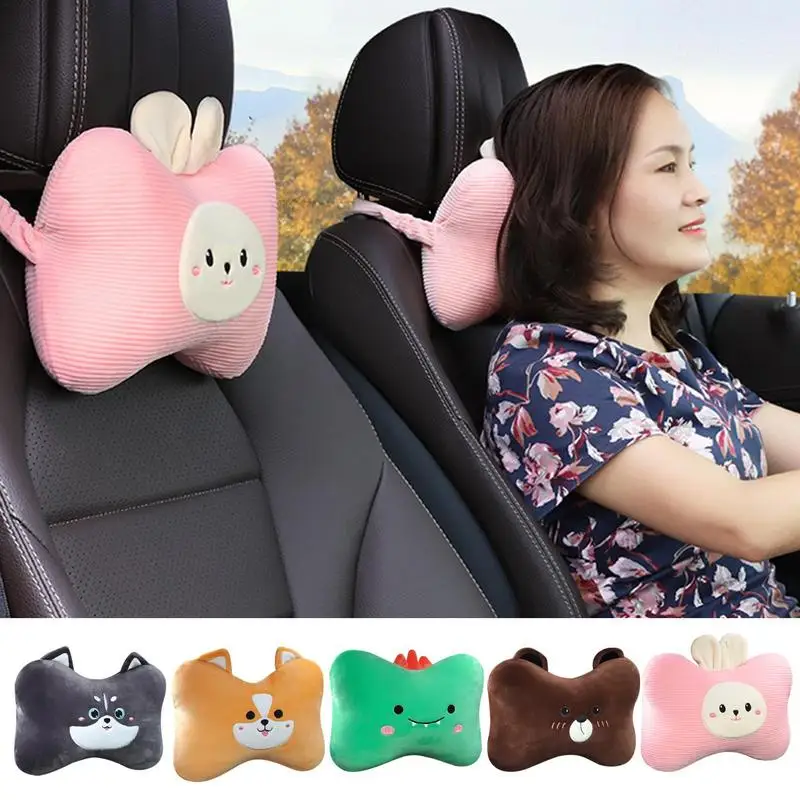 

Car Pillow Headrest Neck Support Pillow Ergonomic Short Plush Fabric Breathable Head Support Neck Rest Protector Auto Interior
