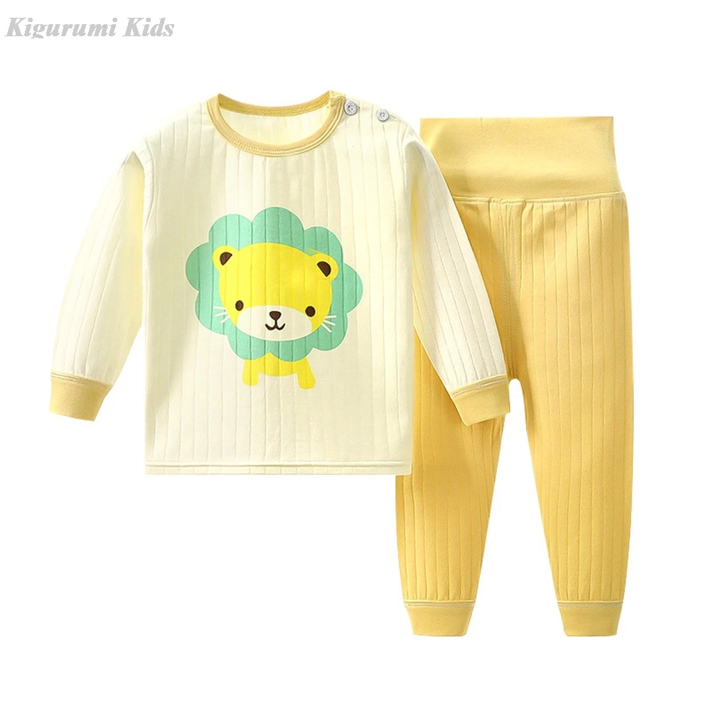 Tanie Baby Girl piżamy bawełniane dziecięce piżamy dla chłopców lew dinozaury zestawy piżam Cute Cartoon sklep