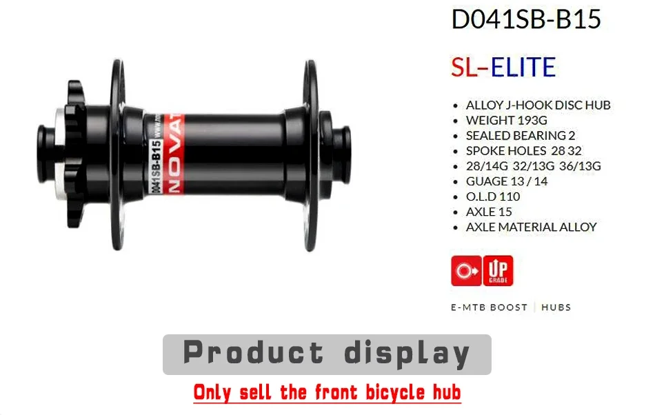 NOVATEC D041SB Vorderradnabe 2 Lager Mountainbike-Nabe 28/32/36 Löcher 6-Loch Scheibenbremse QR/THRU/BOOST für MTB Freilauf – Detail 2
