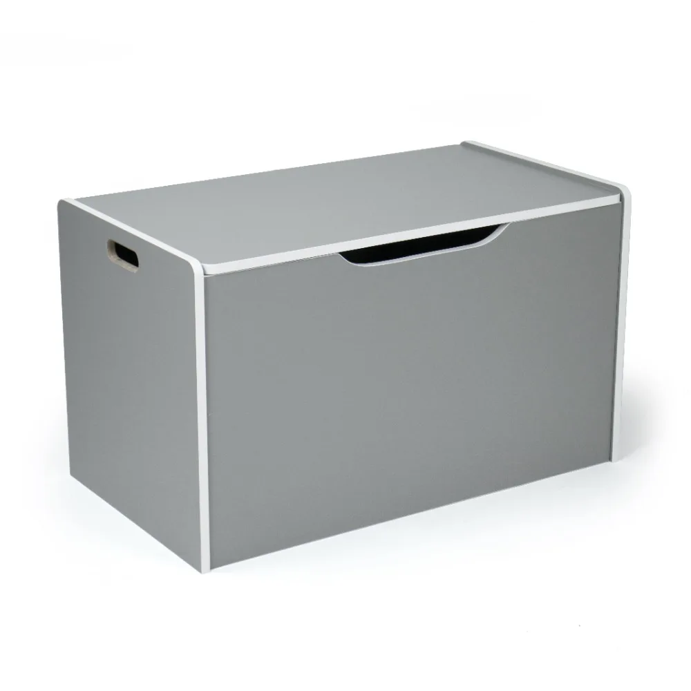 

Toddler Hinged Fiberboard Toy Storage Chest with Lid, Gray and White Deep Storage Box with Hinged Lid for Easy Access