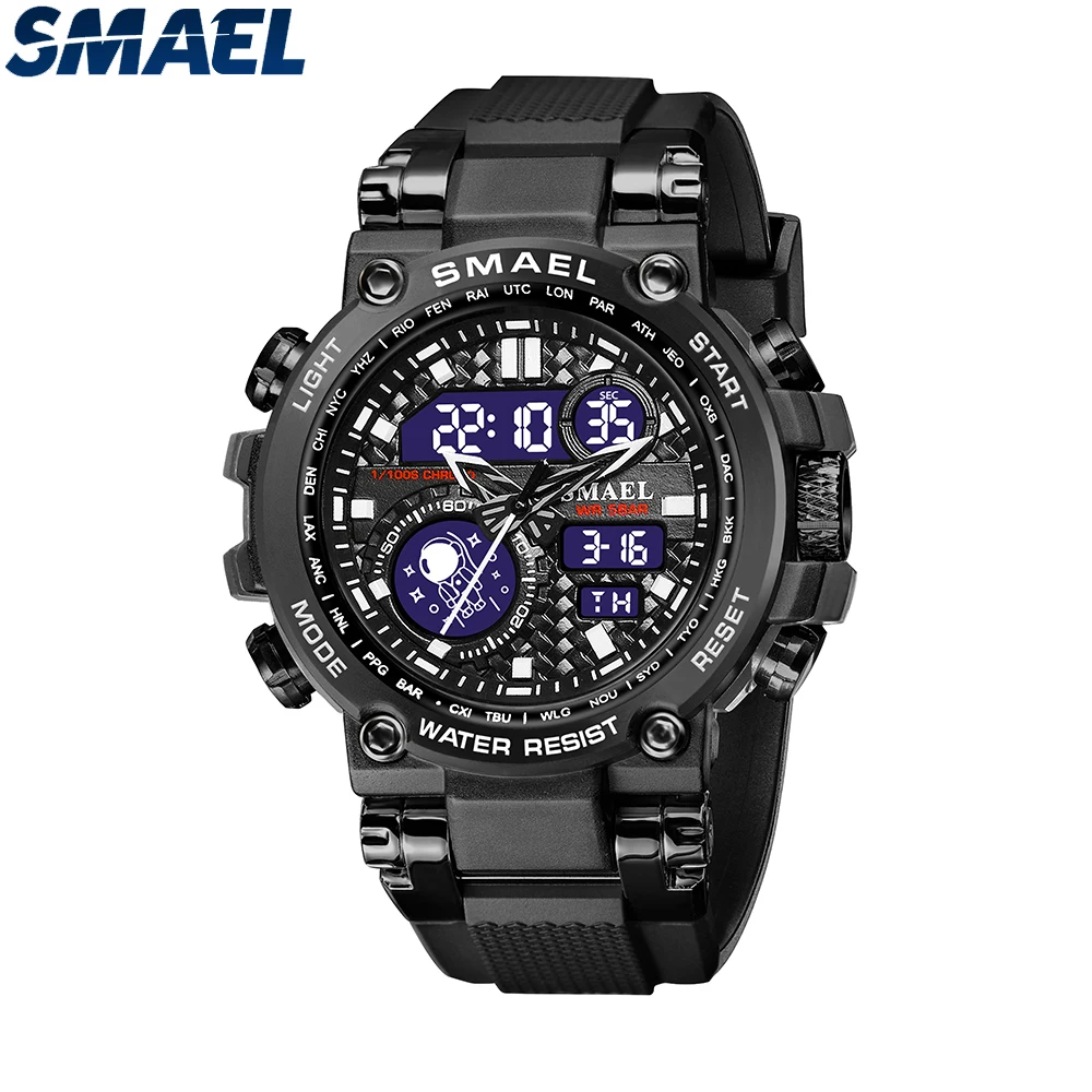 

SMAEL 8093 Tactical Digital Large dial Multi functional Alloy Dual Display Waterproof Men's Sports Electronic Watch