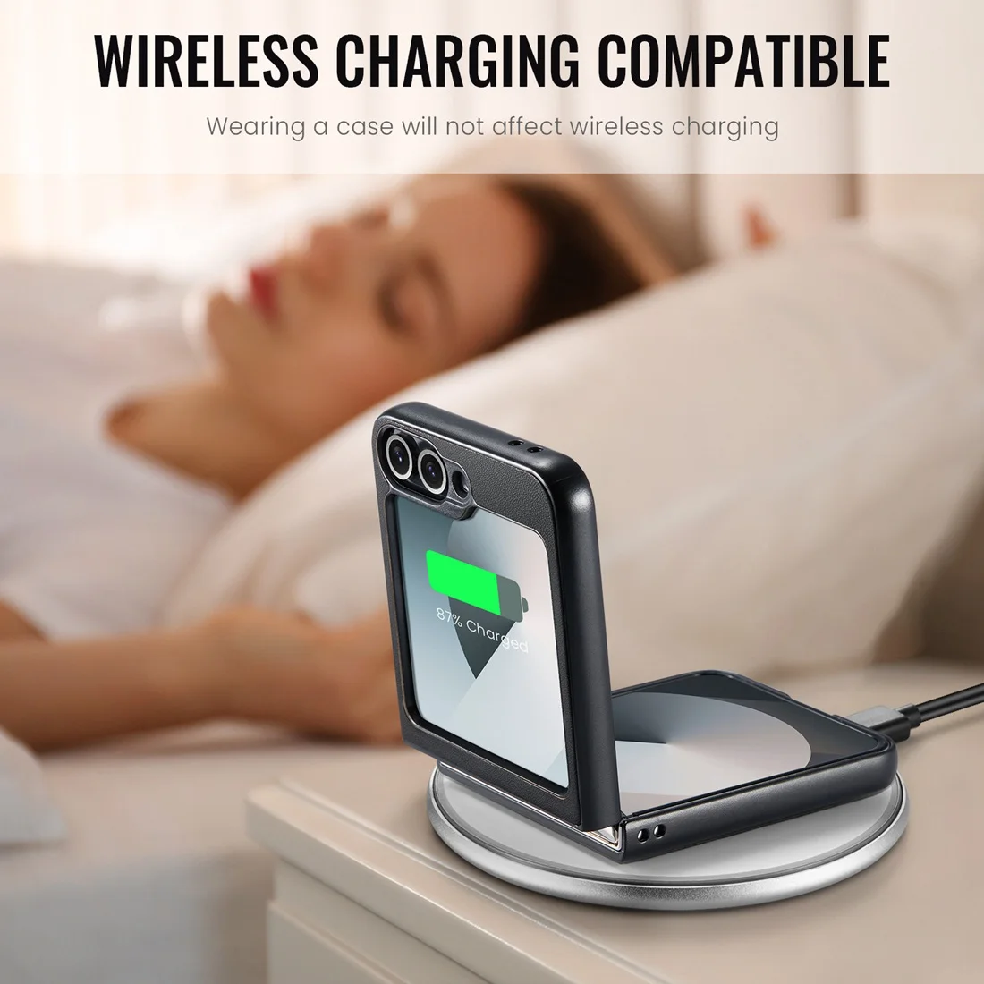 Ultra-Thin Leather Phone Case with Full Body Cover & Shockproof, Supports Wireless Charging