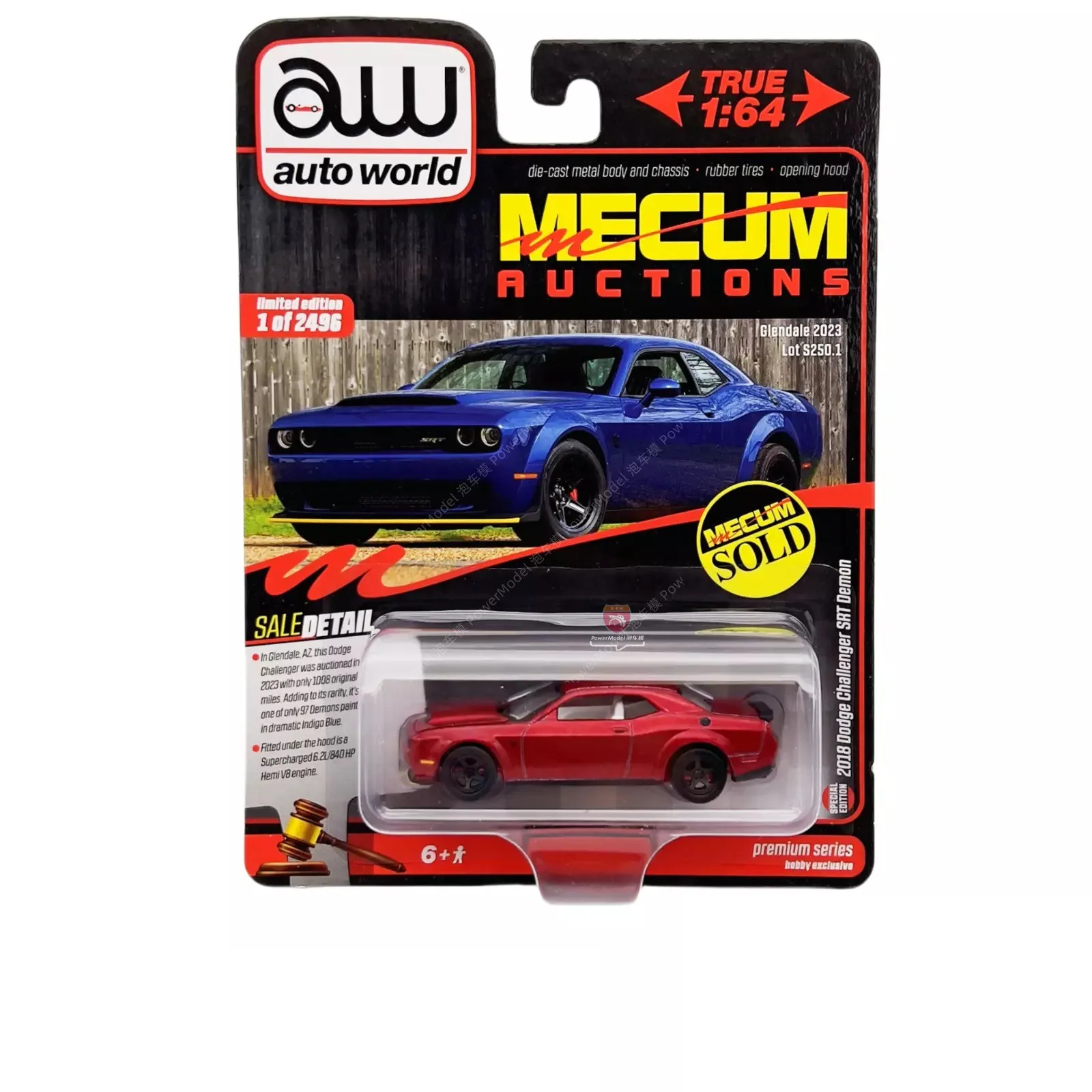 AW auto world  1:64 Dodge challenger SRT demon ford mustang  351 diecast alloy car model 5