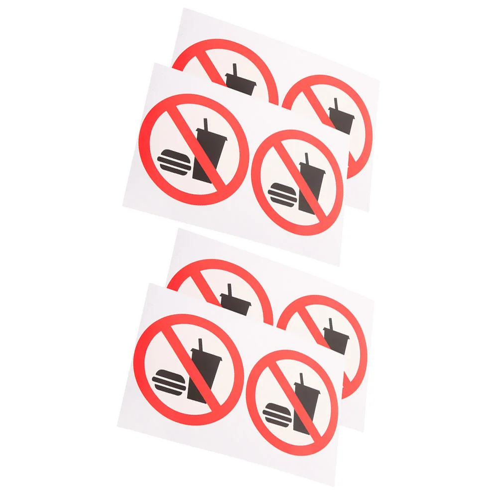 No Eating Drinking Stickers Prohibition Signs Restaurant Poster Warning Labels Traffic Signal Roadway Safety Vinyl 4 Pcs