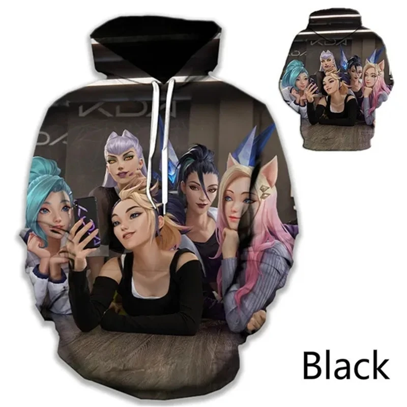 

League Of Legends KDA 3D Graphic Hoodie Men's And Women's Casual Sweatshirt Hoodie Sweater Oversized Loose Hooded Ropa Hombre