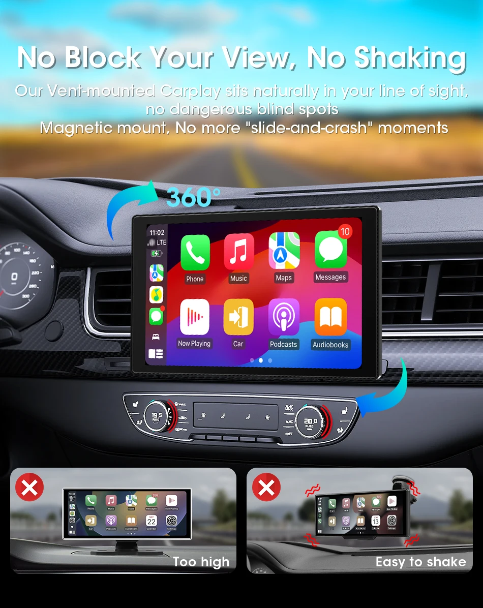 7/8/9 بوصة دعم التوجيه والصورة راديو مرآة السيارة اللاسلكي Carplay أندرويد السيارات الوسائط المتعددة مشغل فيديو شاشة عالمية