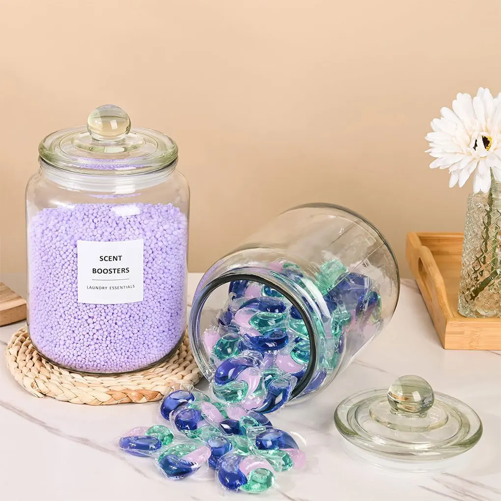 2PCS 2L Laundry Soap Container Transparent Durable Kitchen Organization Kitchen Organizer Glass Jar With Lid 3