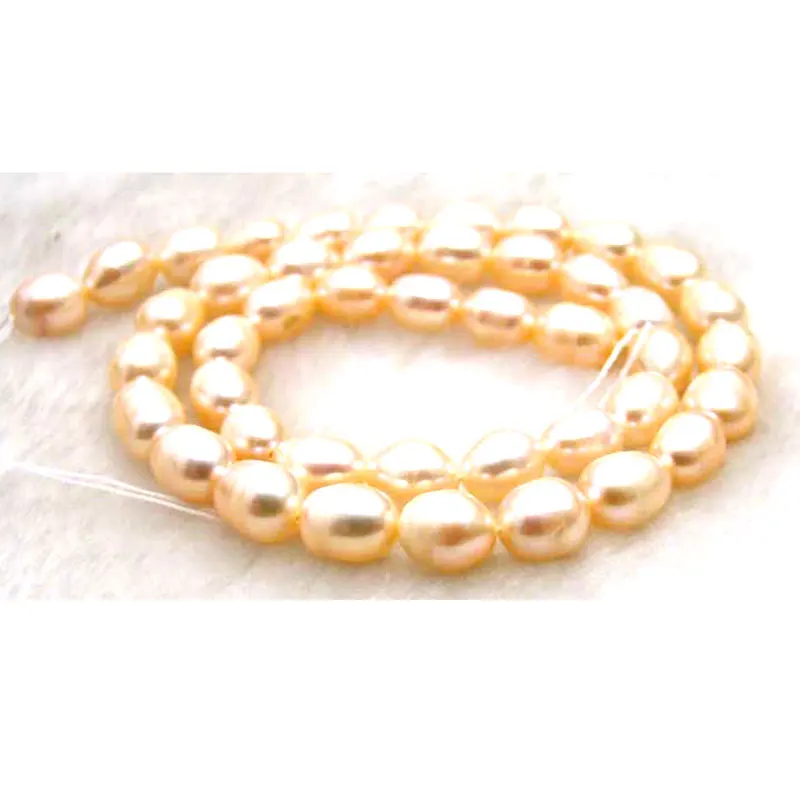 Qingmos Natural 6-7mm Rice Freshwater Pink Pearl Loose Beads for Jewelry Making Necklace Bracelet Earring DIY 14