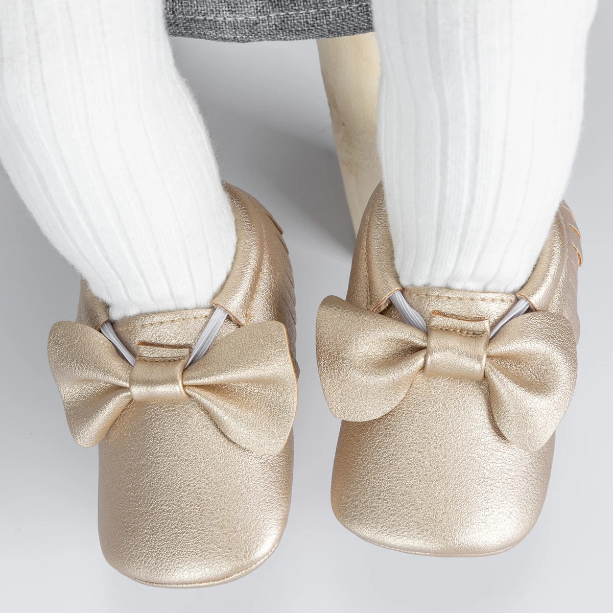 Meckior Baby Shoes Newborn Infant Boy Girl First Walker PU Sofe Sole Princess Bowknot Fringe Toddler Baby Crib Shoes Casual 4