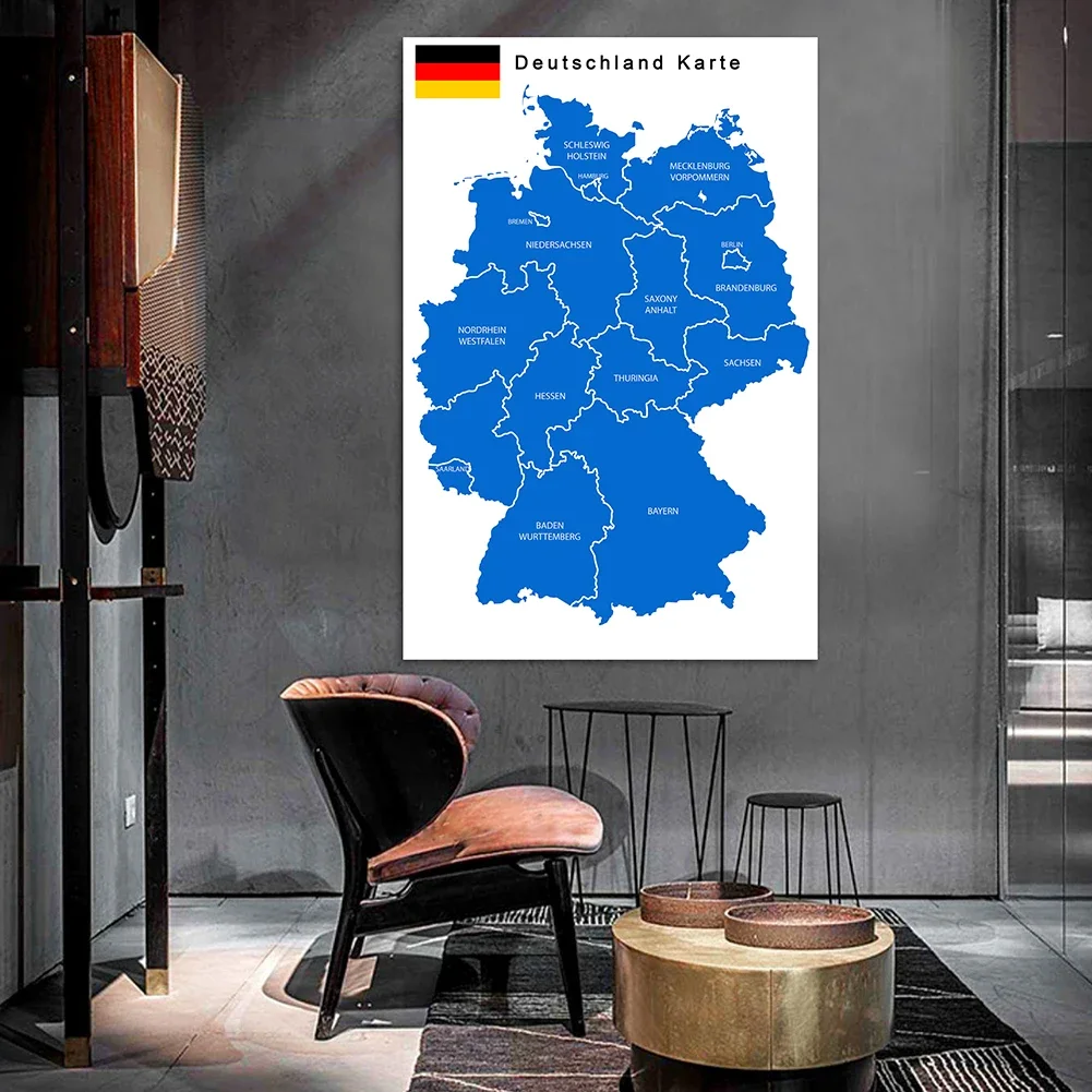 100*150 Cm The Germany Political Map In German Large Poster Vinyl Non-woven Canvas Painting Classroom Home Decor School Supplies