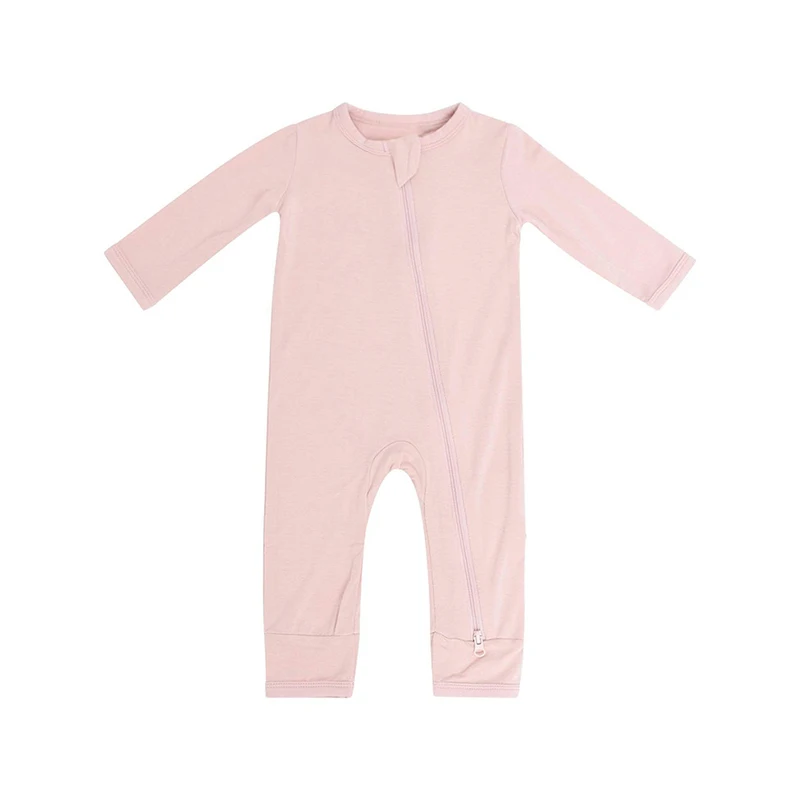 Summer Solid Color Newborn Rompers With Zipper Baby Onesies Clothes Boys Girls Bamboo Fiber Long Sleeve Jumpsuit Toddler Outfits coloured baby bodysuits Baby Rompers