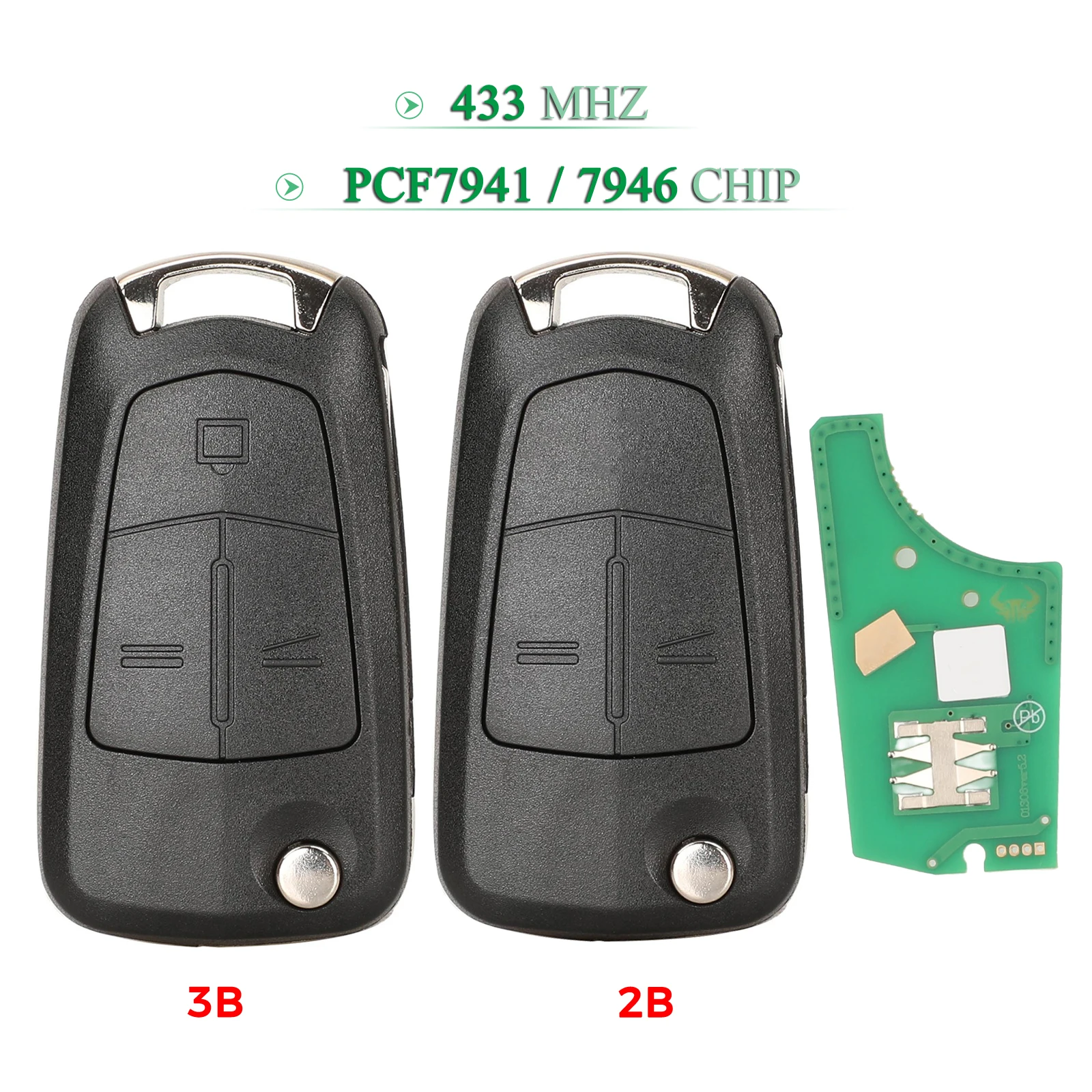Jingyuqin 2/3Taste Flip Remote Key 433MHZ PCF7941/7946 Für Opel/Vauxhall Astra H 2004-2009 Zafira B 2005-2013 Corsa D Vectra C