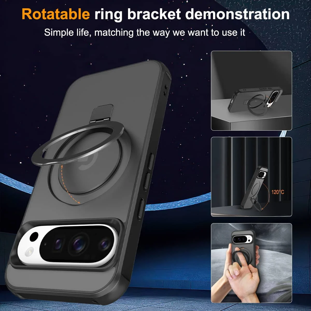 Heavy Duty Clear Magnetic Metal Stand Case with Magsafe-Compatible Drop Protection