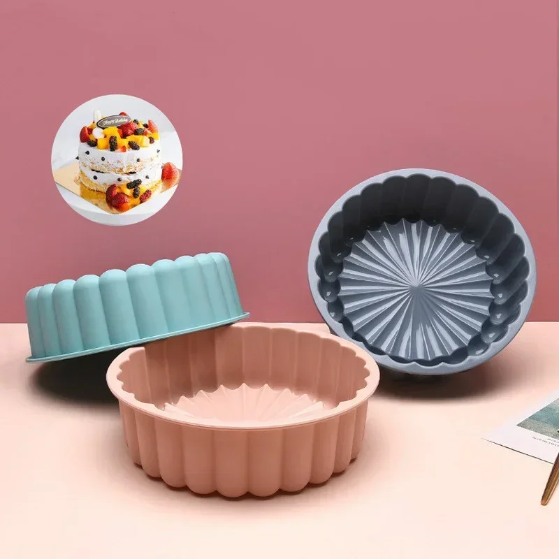 Round Silicone Cake Mold Sunflower Shaped Baking Pan Large Tool Embryo Making Molds Household Kitchen Convenience Small Tools