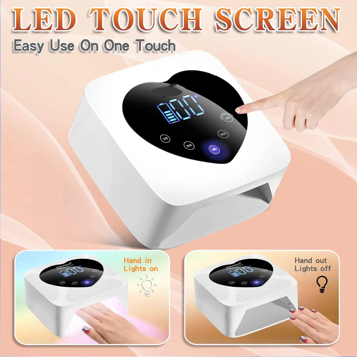 9600mAh 충전식 UV 젤 네일 램프 72W 5단계 타이머 설정 자동 센서 전문 네일 드라이어 (살롱 및 가정용)