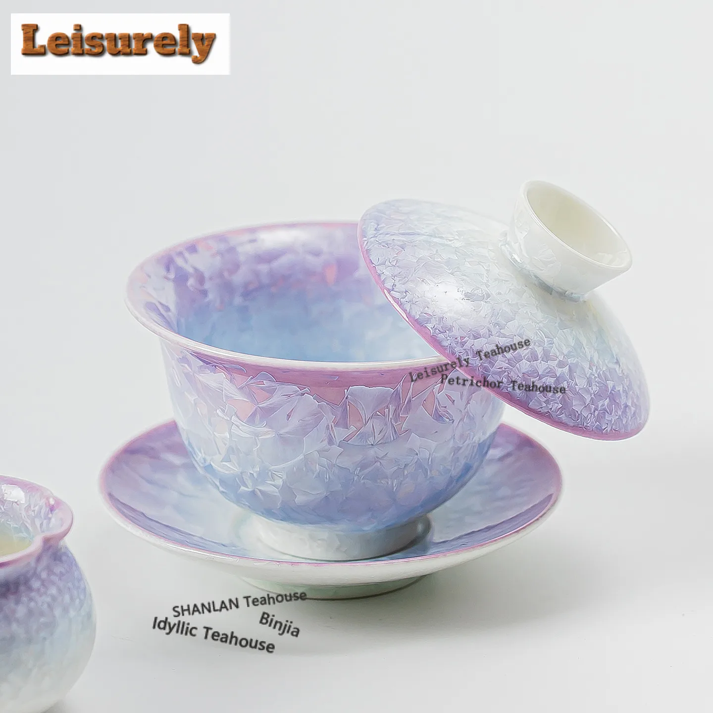 Crystal Glaze Gradient Purple Teapot Traditional Tea Infuser Pot Tea Making Kettle With Filter Gaiwan Teacups Pot Bearing Series