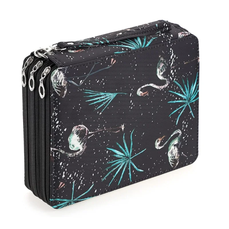 Color Pencil Case 120-slot Large Capacity with Handle Printing Pattern