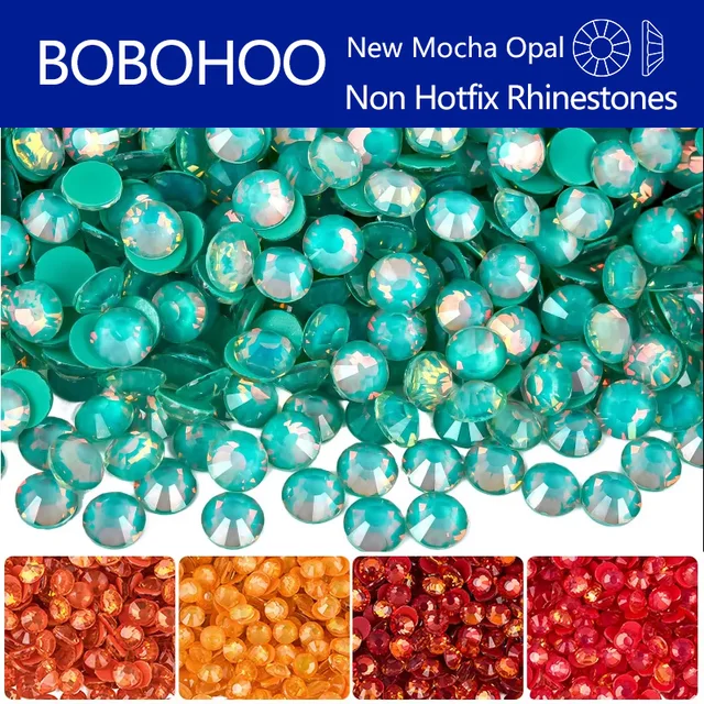 Bobohoo New Mocha Opal Color Glitter Strass Non Hotfix Rhinestones Flatback Rhinestones Crystal Nail Art Crafts DIY Decoration