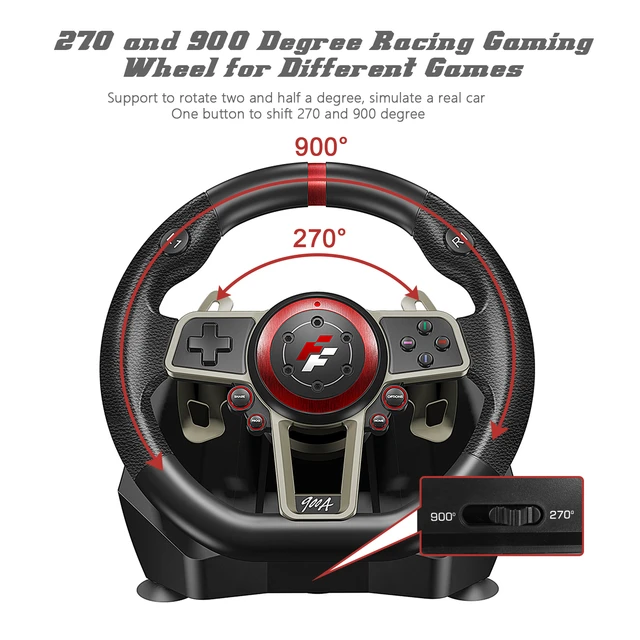 900℃ Gaming Racing Wheel With Responsive Pedals for PC /PS3/PS4/360/Nintendo  Switch Vibration Simracing Volante - AliExpress