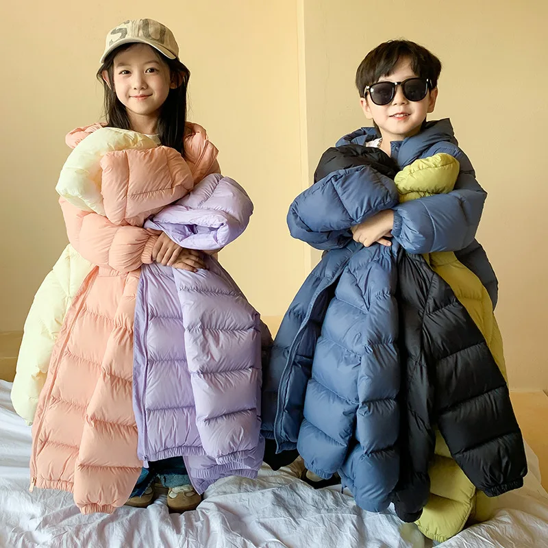 Children's and Large Korean Lightweight Down Jacket 2024 Autumn Winter New Item Boys Girls and Babies Hooded Children's Jacket
