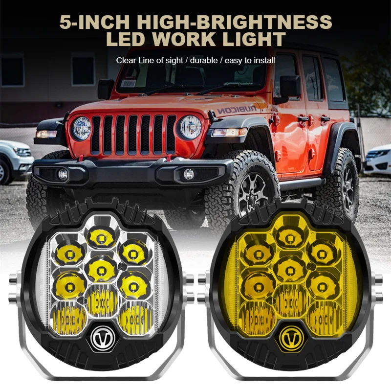 

Wrangler headlights 5/7 inch LED round three-sided light-emitting maintenance work lights off-road modified roof spotlights