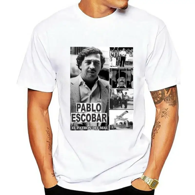 Футболка с изображением Пабло Эскобара-покровитель маль-меделлина-Колумбия-коллаж черного цвета