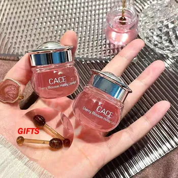 핑크 체리 꿀 모이스처라이징 립 마스크, 피치 천연 유니섹스 립 오일, 영양 페이드 립 라인, 립 블램 립 케어, 2/1 개