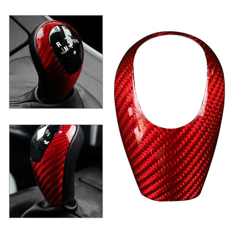 

Auto Carbon Fiber Gear Shift Knob Cover Trim For BMW-M Series M3 M5 M6 Car Interior Accessories Red