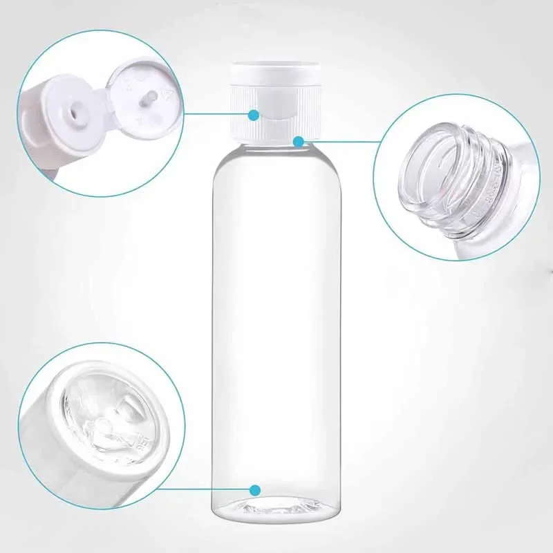 10Pcs Empty 5ml-100ML Clear Plastic PET Bottles Travel Sample Container with Flip Caps For Liquids Shampoo Lotion Conditioner