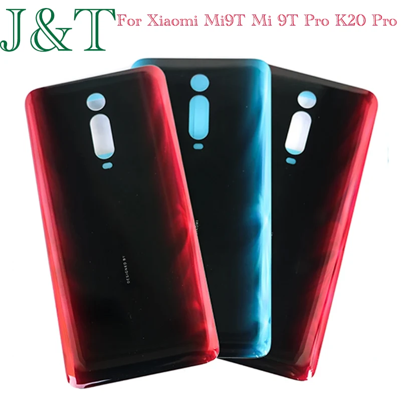 Nowa dla Xiaomi Mi9T Mi 9T Pro / K20 Pro pokrywa baterii 3D szklany Panel tylna obudowa baterii samoprzylepna wymiana Logo