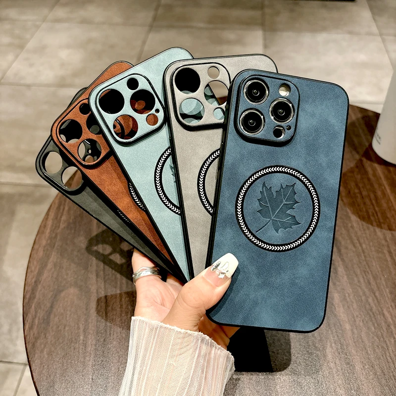 Retro Leather Phone Case With Magsafe Wireless Charging Support_voghion.com