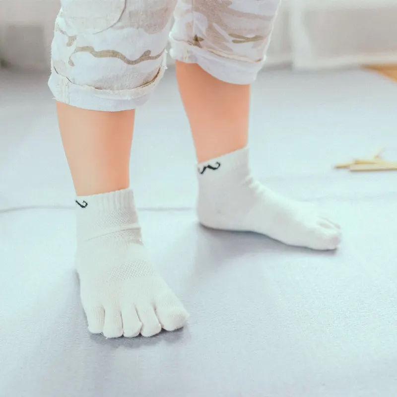 5 Pairs Baby Pure Cotton Toe Socks Short Cartoon Beard Pattern Mesh Breathable Casual 5 Finger Socks for 3-6-12Y Kids Boys Girs 1 S28c55f2353354b739df752fa28ad5b63P