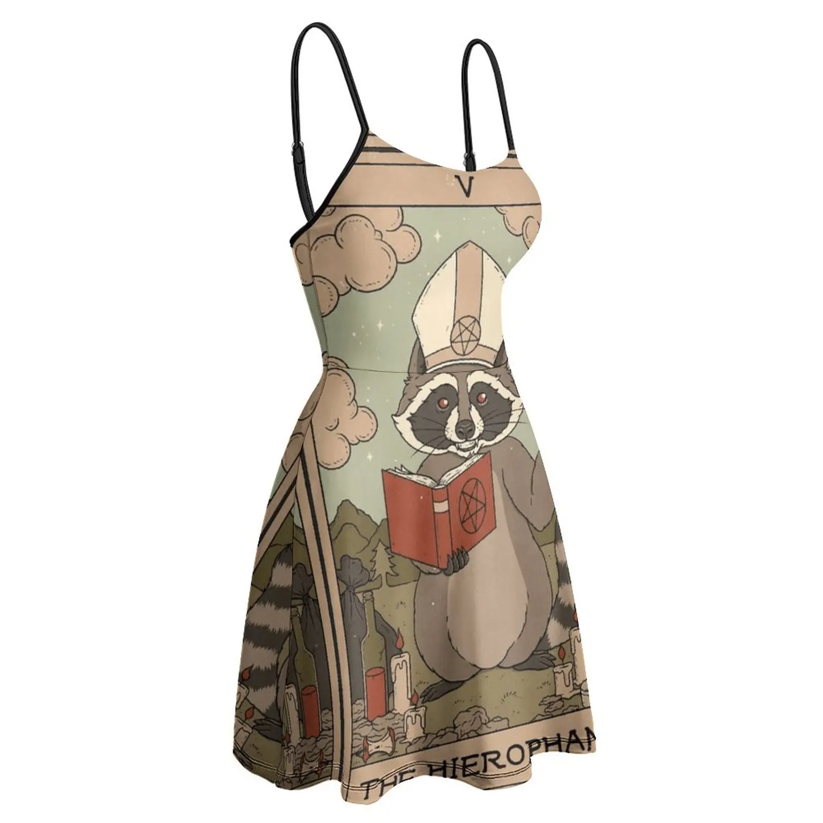 

Экзотическая Женская одежда, платье, трафарет, енота, Таро для продажи, женское платье на бретельках, графическое крутое забавное Клубное платье