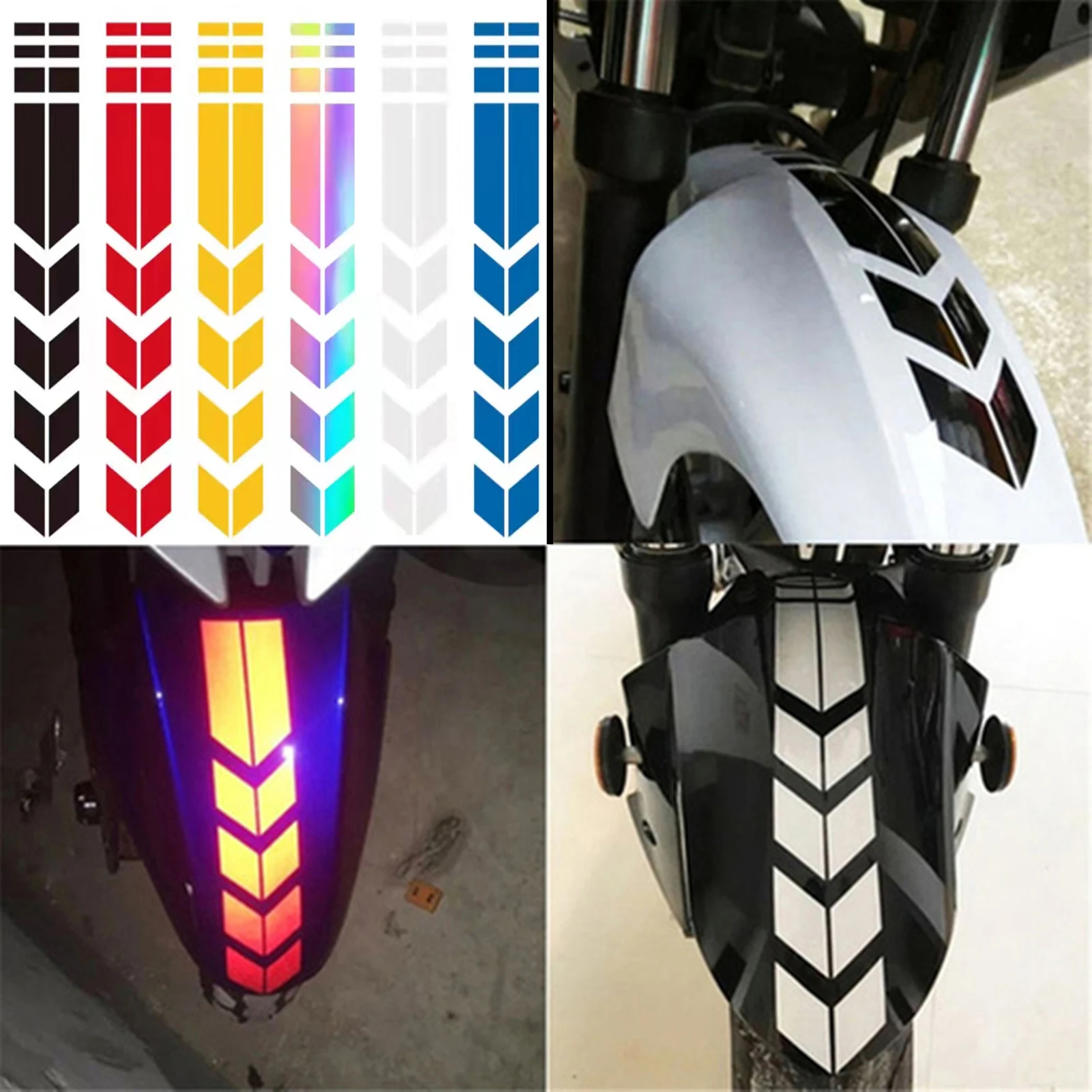 

Motorcycle Reflective Stickers Wheel on Fender Waterproof Safety Warning Arrow Tape Car Decals Motorbike Decoration Accessories