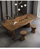 Creative Solid Wood Tea Table Large Board Dining Tables Living Room Balcony Log Wabi-Sabi Style Chinese Tables Home Furniture 24