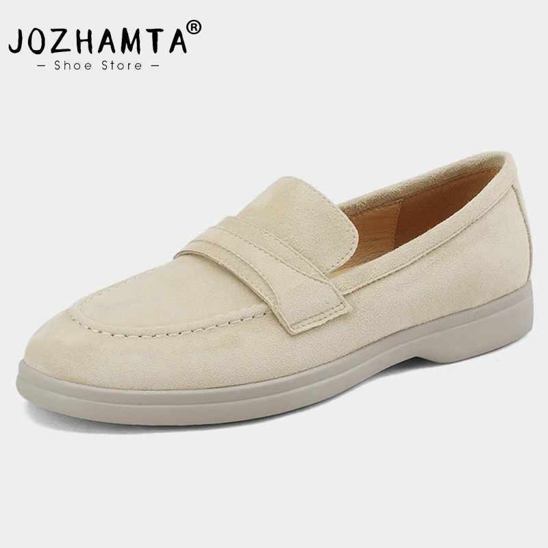 

JOZHAMTA Real Leather Size 34-40 Flats Shoes For Women Casual Loafers 2023 New Spring Solid Shoes Office Lady Daily Footwear