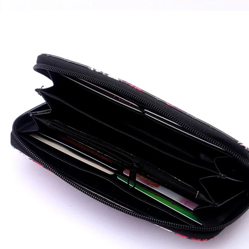 Wallet Color Rose Skull Long Wallet, Retro Skull Print Women's Clutch, Zipper Position Randomly 5