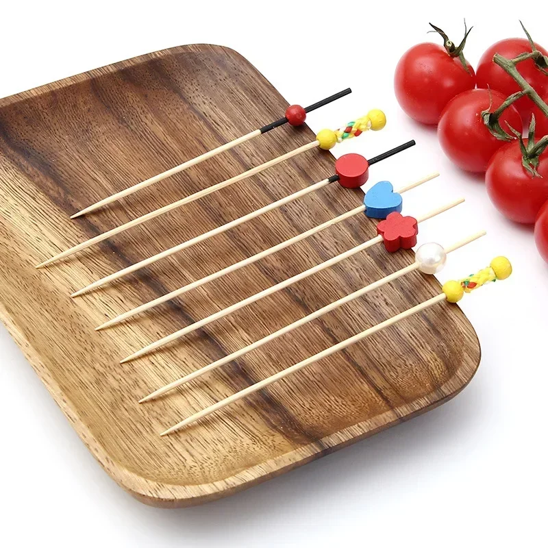 100PCS Fruit Stick Bamboo food picks Cupcake Fruit Fork Party Dessert Salad Stick Cocktail Skewer For Wedding Decor