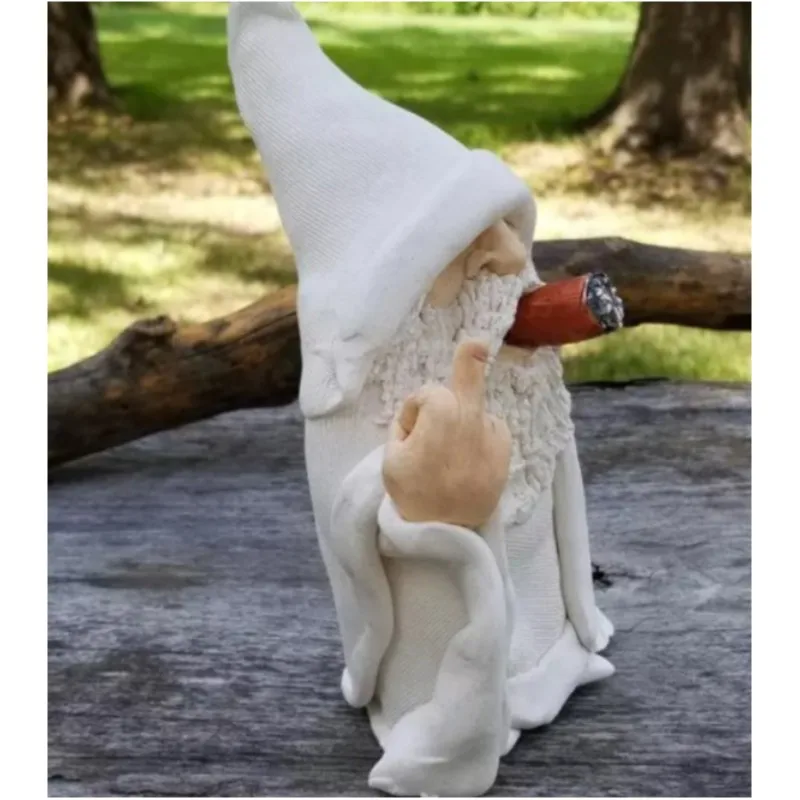 Naughty Smoking Bearded Dwarf Garden Sculpture Ornament Gnome Statue Indoor Outdoor Figurine