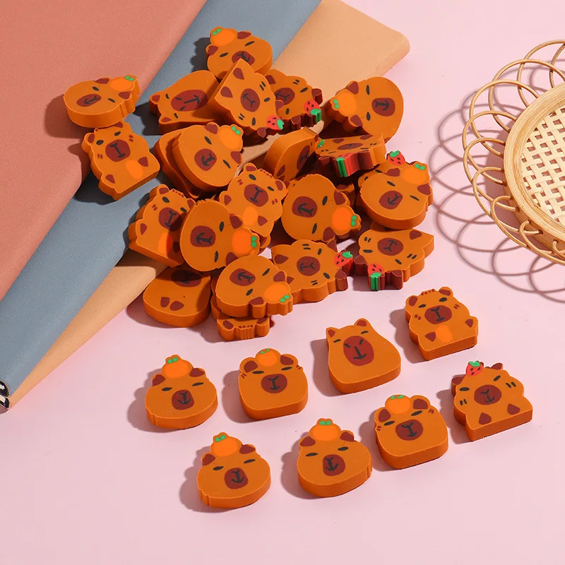 Capybara Kawaii Cartoon Animal Pencil Rubber Eraser 30Pcs/lot Student Stationery School Office Supplies Kids Birthday Gift pencil eraser